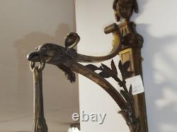 Paire APPLIQUES bronze doré Napoléon III XIXème tête aigle Couronne 140MAG 26/01