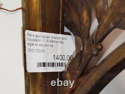 Paire APPLIQUES bronze doré Napoléon III XIXème tête aigle Couronne 140MAG 26/01