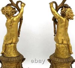 Paire Chandelier Candelabre Bougeoir époque Napoleon III Bronze Porcelaine 19ème