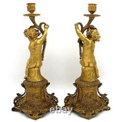 Paire Chandelier Candelabre Bougeoir époque Napoleon III Bronze Porcelaine 19ème