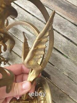 Paire D Appliques Anciennes En Bronze Dragons Ailes Epoque Napoleon III Dragon