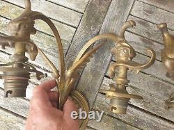 Paire D Appliques Anciennes En Bronze Dragons Ailes Epoque Napoleon III Dragon