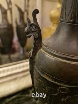 Paire D'aiguière En Bronze A Décor D'angelots Napoléon III