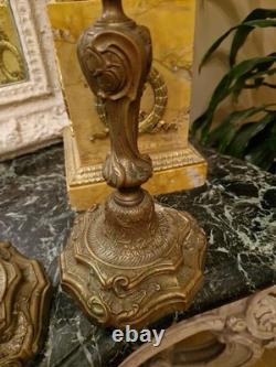 Paire De Bougeoir En Bronze Ancien Louis XV Napoléon III
