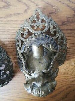 Paire De Bougeoir bronze Napoléon III Style Gothic Dragon