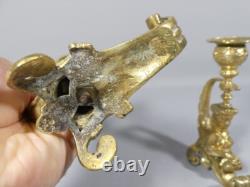 Paire De Bougeoirs Aux Sphinges En Bronze Doré, époque Napoléon III