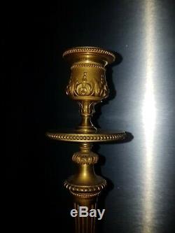 Paire De Bougeoirs Bronze Doré Louis 16 Époque Napoléon 3 Xixeme Old candelstick