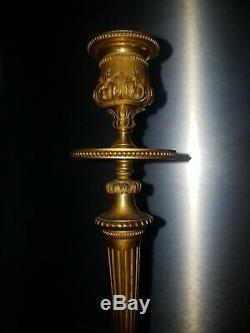 Paire De Bougeoirs Bronze Doré Louis 16 Époque Napoléon 3 Xixeme Old candelstick