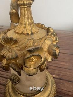 Paire De Bougeoirs Candelabre Albatre Et Bronze Anges Angelots Putti Napoleon 3
