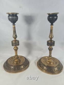 Paire De Bougeoirs Candlestick À Lorientale D'époque Napoléon III