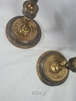 Paire De Bougeoirs Candlestick À Lorientale D'époque Napoléon III