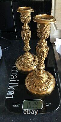 Paire De Bougeoirs En Bronze doré Style Louis XV Epoque Napoleon lll