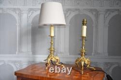 Paire De Bougeoirs Napoleon III En Bronze Electrifies