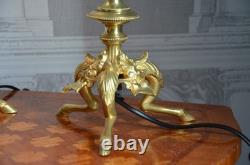 Paire De Bougeoirs Napoleon III En Bronze Electrifies
