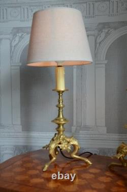 Paire De Bougeoirs Napoleon III En Bronze Electrifies
