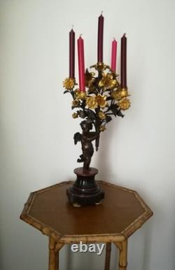 Paire De Candélabre En Bronze A Fleurs Dorees Napoleon III