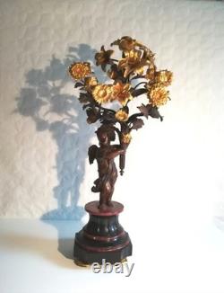 Paire De Candélabre En Bronze A Fleurs Dorees Napoleon III