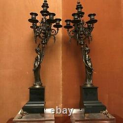 Paire De Candélabres En Bronze Aux Cariatides, fin XIX°