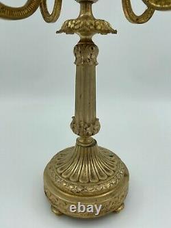 Paire De Candelabres En Bronze Dore Napoleon III Style Louis XVI 5 Feux H3722