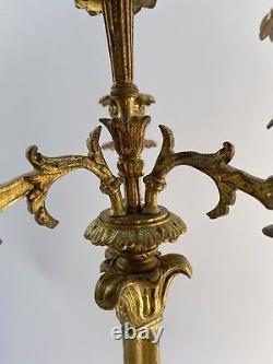 Paire De Candelabres En Bronze Napoleon III Epoque Restauration 4 Feux H2204