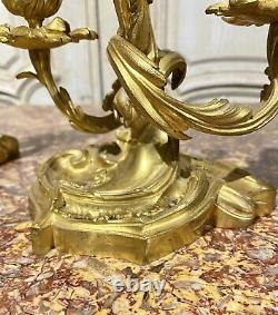 Paire De Candelabres Rocaille En Bronze Doré Napoléon III