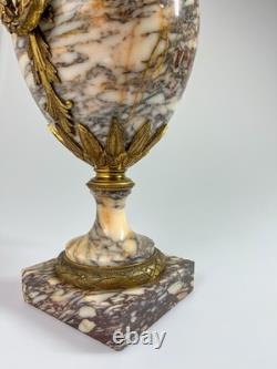 Paire De Cassolettes Napoléon 3 Marbre Et Bronze XIXe siècle 42cm