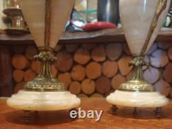 Paire De Cassolettes en Bronze, Onyx et Laiton. Epoque 19 Eme