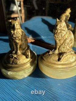 Paire De Chate Bronze Doré, Fin Xixème