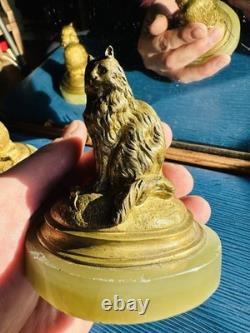 Paire De Chate Bronze Doré, Fin Xixème