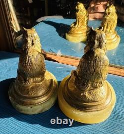 Paire De Chate Bronze Doré, Fin Xixème