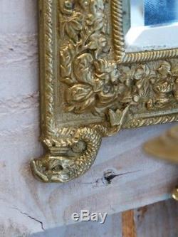 Paire De Double Appliques à Miroir Napoléon III En Bronze Doré, Mascaron