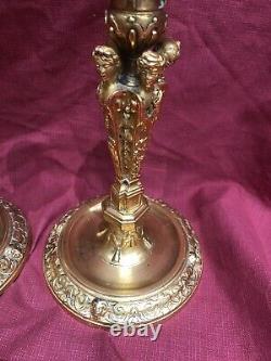 Paire De Flambeaux Bronze Doré Époque Napoléon III