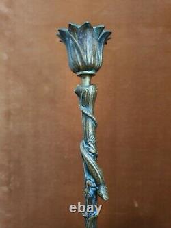 Paire De Flambeaux aux lézards, Néo-antique, Bronze, XIX°