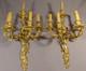 Paire De Grandes Appliques Louis Xv &agrave; 5 Feux En Bronze Dor&eacute; &eacute;poque Napol&eacute;on Iii