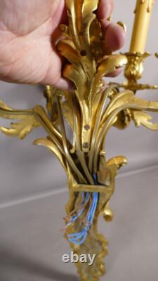Paire De Grandes Appliques Louis XV à 5 Feux En Bronze Doré époque Napoléon III