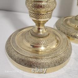 Paire De Grands Bougeoir Bronze Doré Empire 19ème