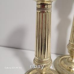 Paire De Grands Bougeoir Bronze Doré Empire 19ème