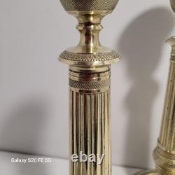 Paire De Grands Bougeoir Bronze Doré Empire 19ème