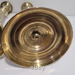 Paire De Grands Bougeoir Bronze Doré Empire 19ème