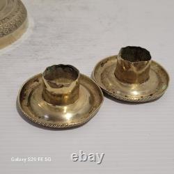 Paire De Grands Bougeoir Bronze Doré Empire 19ème