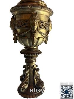 Paire De Lampadaires Napoléon III Bronze Laiton Décor Salamandres H 250 cm