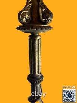 Paire De Lampadaires Napoléon III Bronze Laiton Décor Salamandres H 250 cm
