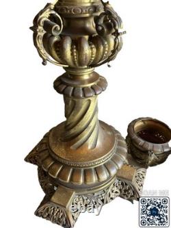 Paire De Lampadaires Napoléon III Bronze Laiton Décor Salamandres H 250 cm