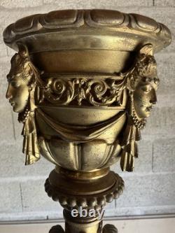 Paire De Lampadaires Napoléon III Bronze Laiton Décor Salamandres H 250 cm
