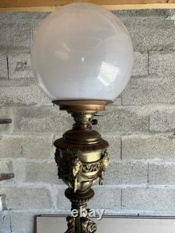 Paire De Lampadaires Napoléon III Bronze Laiton Décor Salamandres H 250 cm