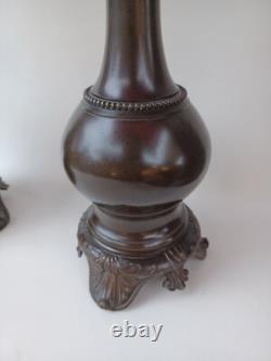 Paire De Lampe A Petrole En Bronze. D'époque Napoléon III, Vers 1860