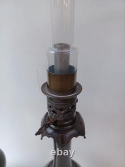 Paire De Lampe A Petrole En Bronze. D'époque Napoléon III, Vers 1860