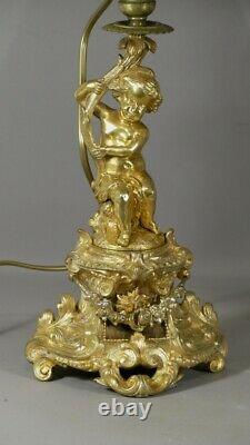 Paire De Lampes Aux Amours En Bronze Doré, époque Napoléon III