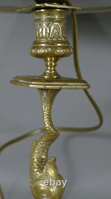 Paire De Lampes Aux Dauphins En Bronze Doré, époque Napoléon III
