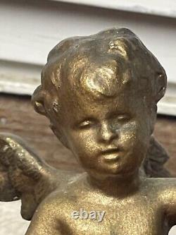 Paire De Statuettes Angelots Bronze Epoque Napoléon III Socles Onyx Vert